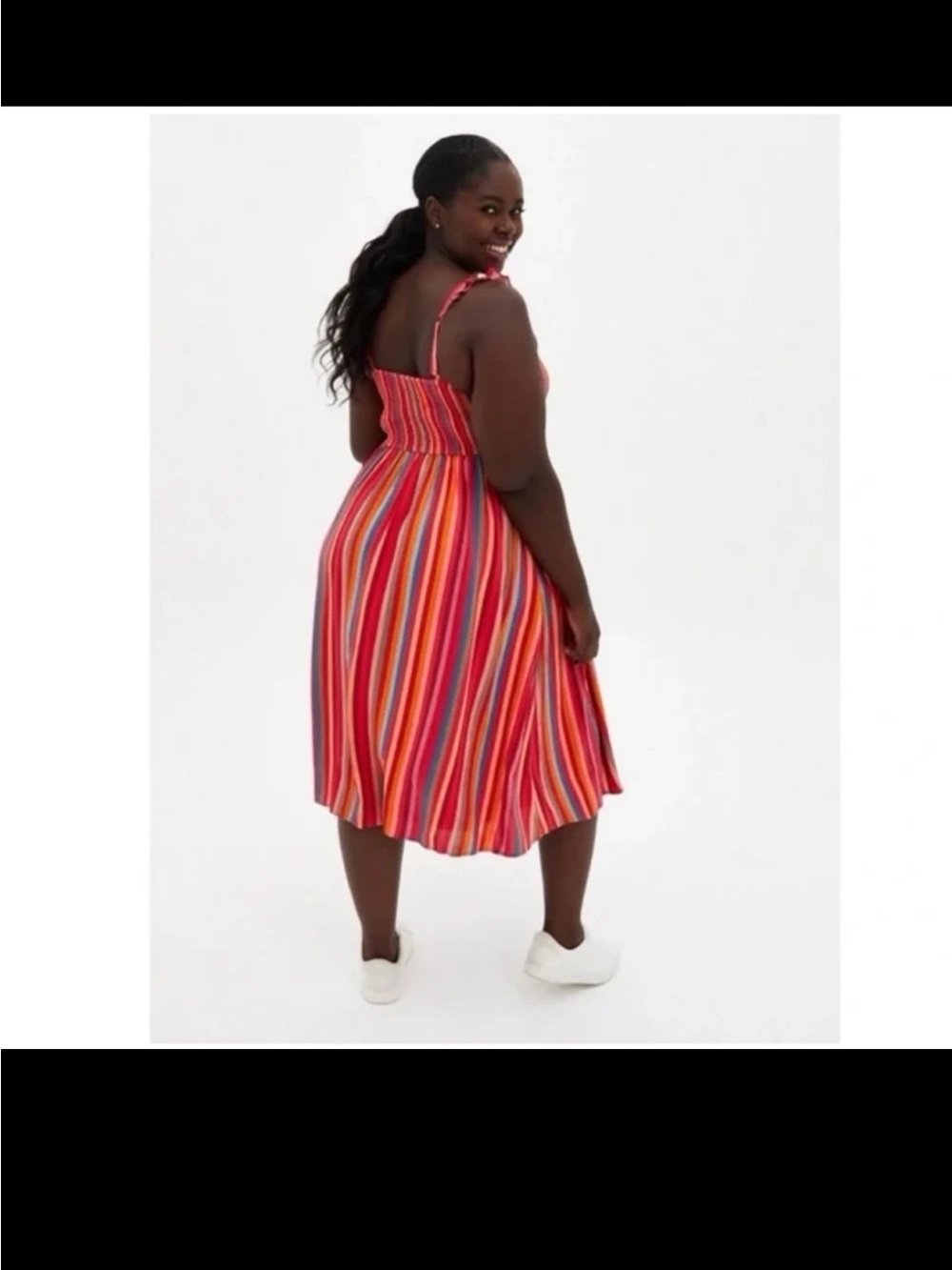 Torrid Midi Chaillis Smocked Tiered Dress in Striped Midi Dress size 0 or Large - Picture 8 of 12